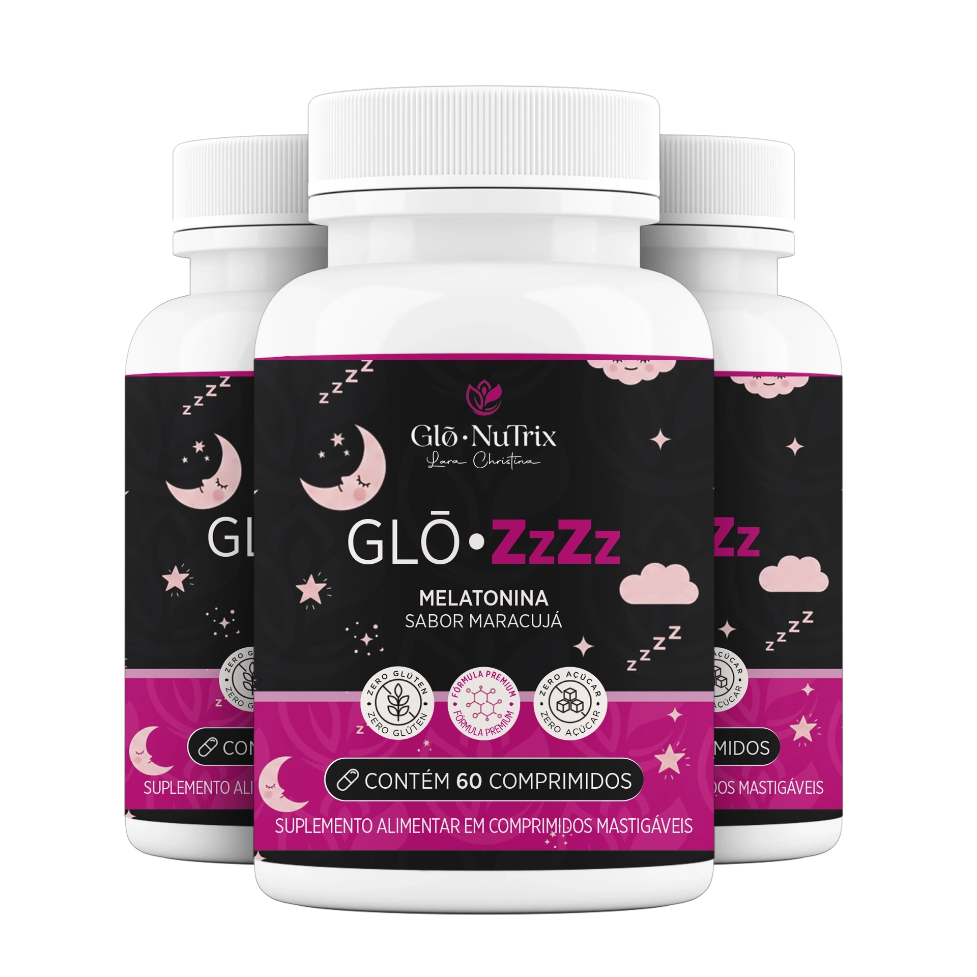 Combo 3x Glō• ZzZz – Melatonina Mastigável Sabor Maracujá
